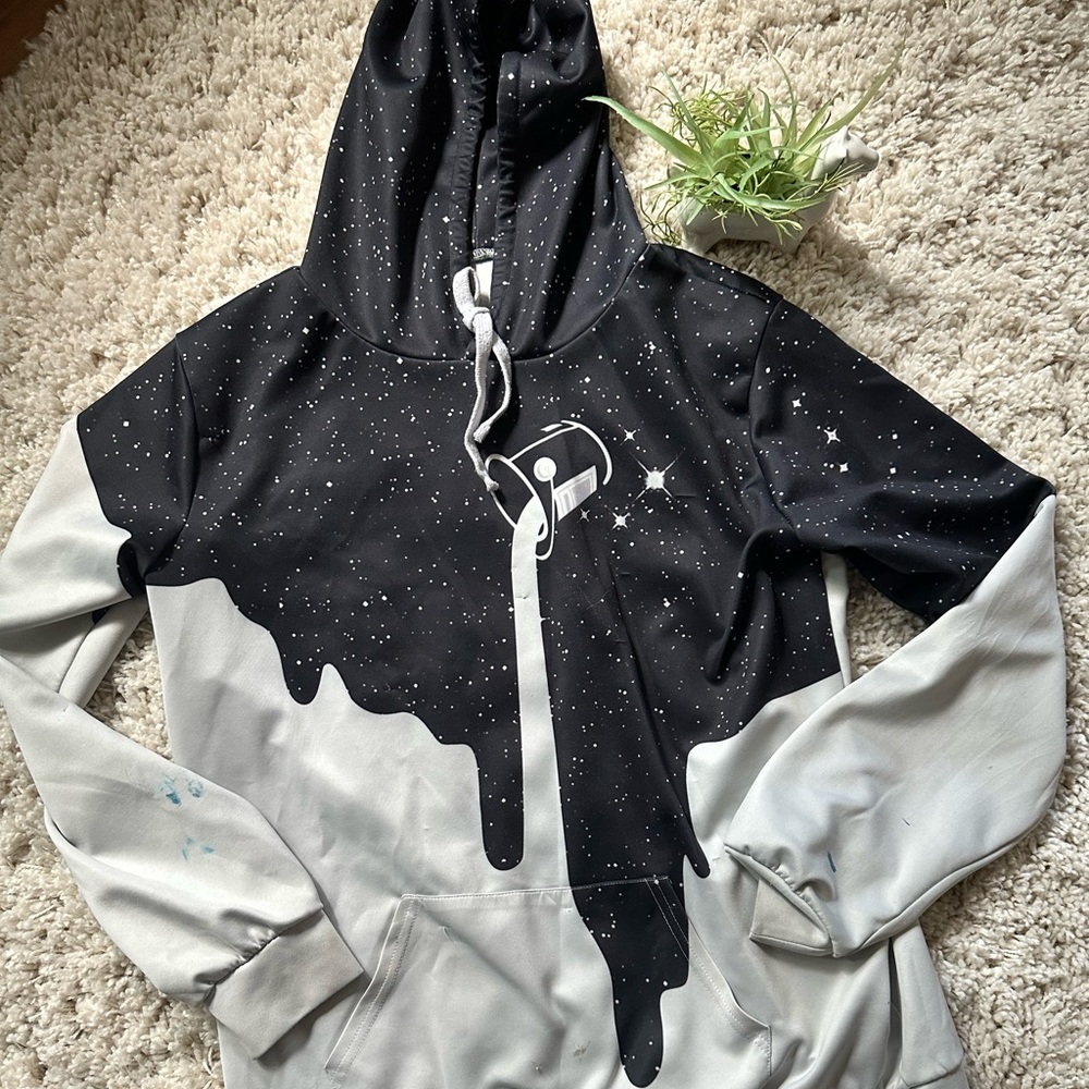 Super cool, trippy Indie Boho artistic men’s cool color block hoodie.